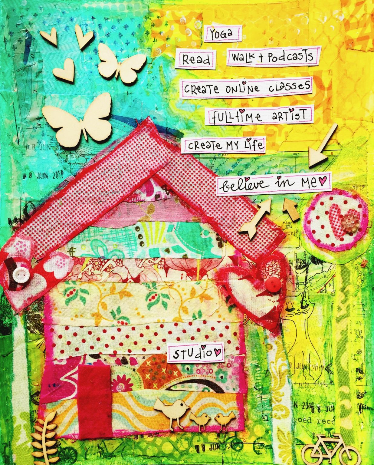 Online les "Mixed Media huisje" , ook voor kids! The Creative Playground